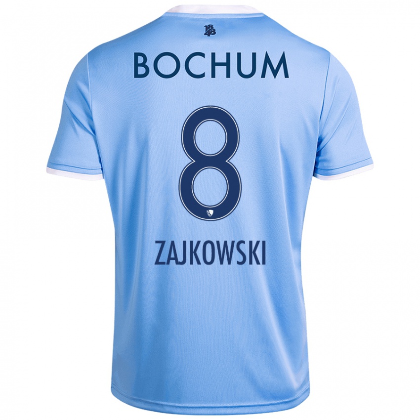 Hombre Camiseta Cedric Zajkowski #8 Azul Cielo 2ª Equipación 2024/25 La Camisa