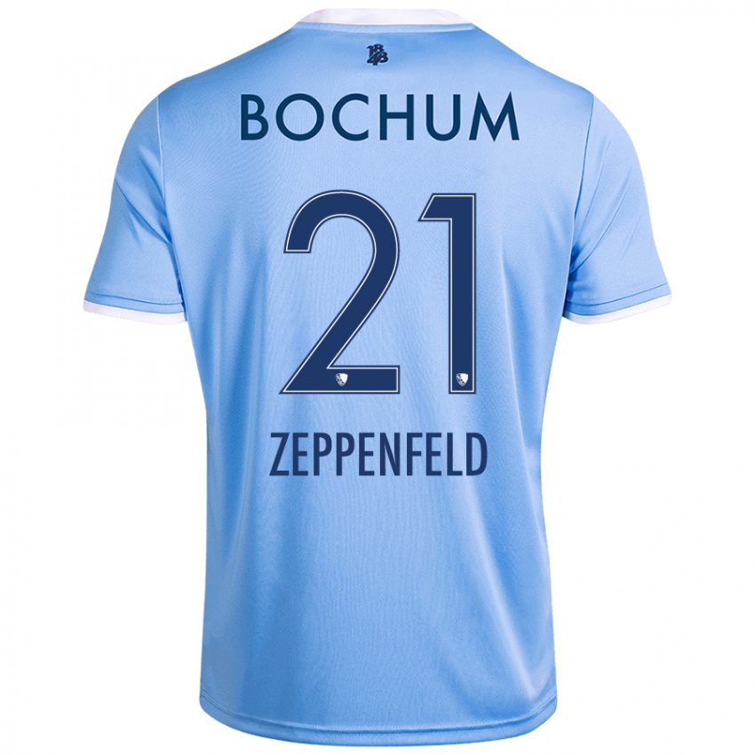 Hombre Camiseta Paul Zeppenfeld #21 Azul Cielo 2ª Equipación 2024/25 La Camisa