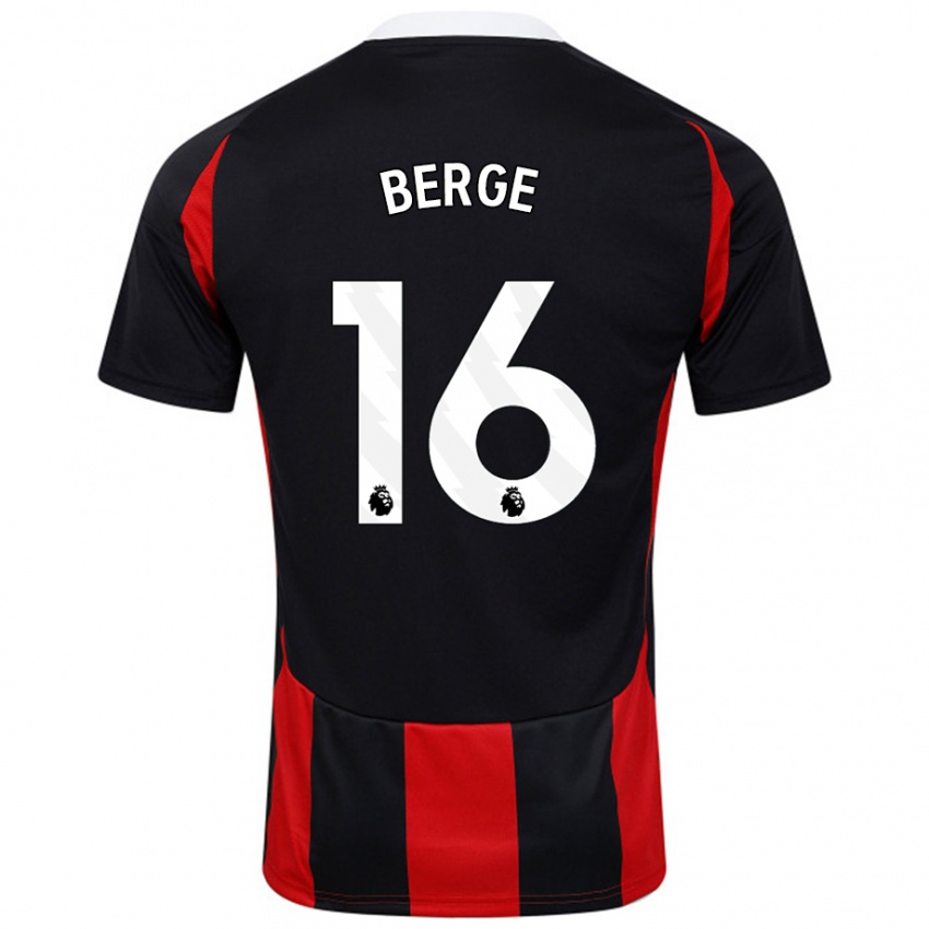 Hombre Camiseta Sander Berge #16 Negro Rojo 2ª Equipación 2024/25 La Camisa