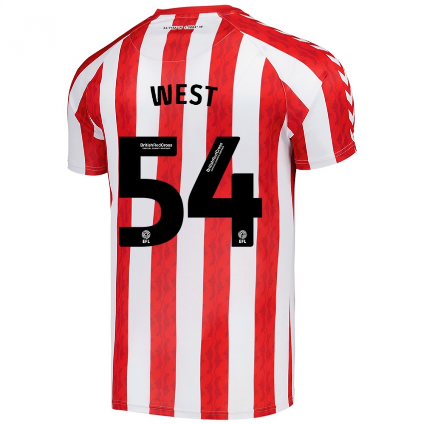 Mujer Camiseta Ella West #54 Rojo Blanco 1ª Equipación 2024/25 La Camisa