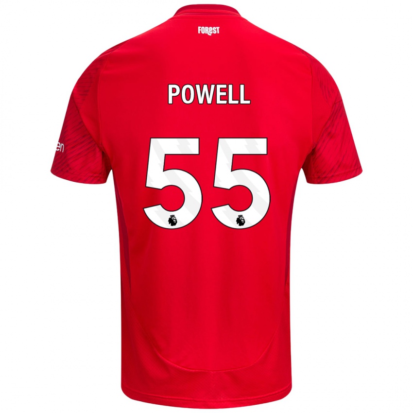 Mujer Camiseta Josh Powell #55 Rojo Blanco 1ª Equipación 2024/25 La Camisa