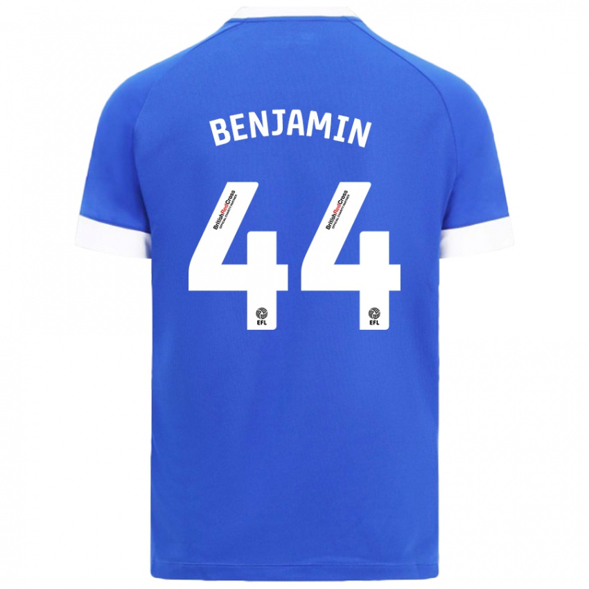 Mujer Camiseta Xavier Benjamin #44 Azul Cielo 1ª Equipación 2024/25 La Camisa