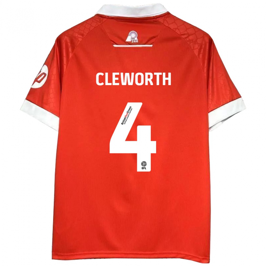 Mujer Camiseta Max Cleworth #4 Rojo Blanco 1ª Equipación 2024/25 La Camisa