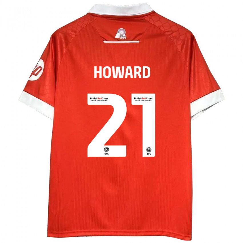 Mujer Camiseta Mark Howard #21 Rojo Blanco 1ª Equipación 2024/25 La Camisa