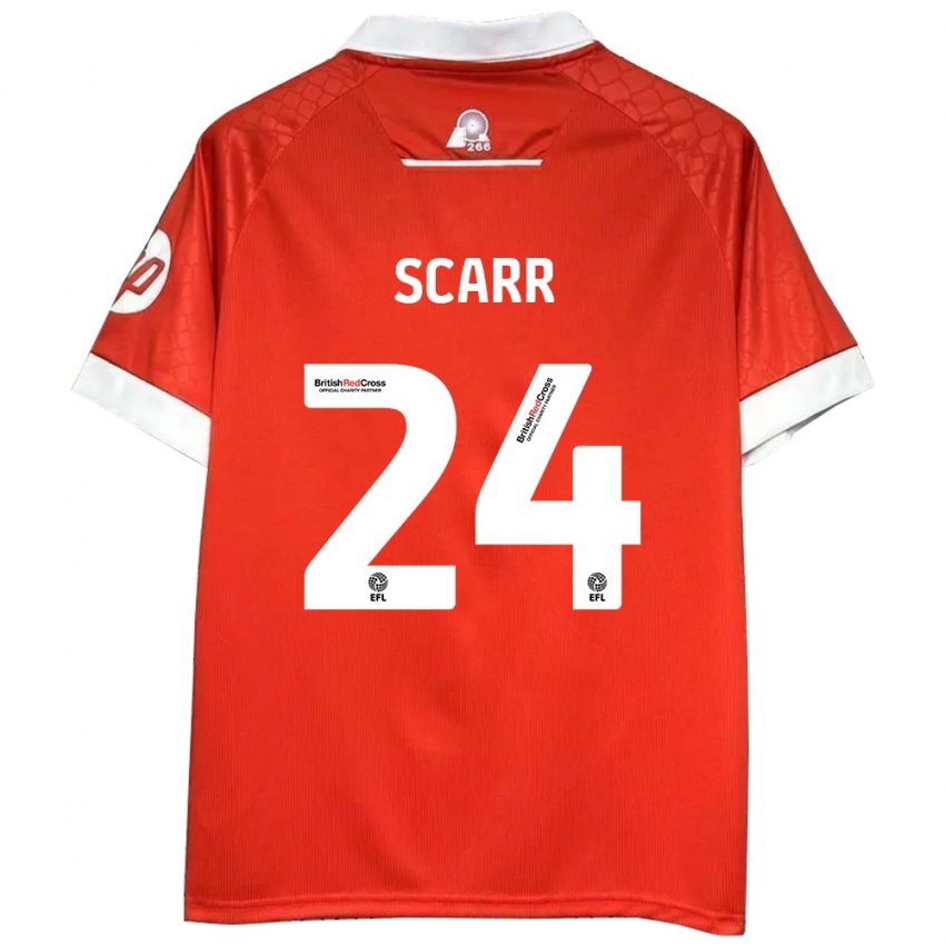 Mujer Camiseta Dan Scarr #24 Rojo Blanco 1ª Equipación 2024/25 La Camisa