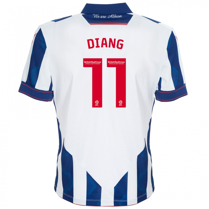 Mujer Camiseta Grady Diangana #11 Blanco Azul Oscuro 1ª Equipación 2024/25 La Camisa