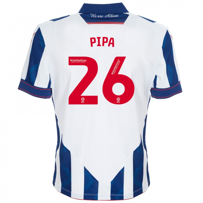 Mujer Camiseta Pipa #26 Blanco Azul Oscuro 1ª Equipación 2024/25 La Camisa