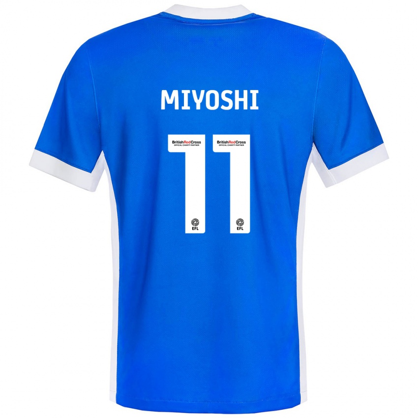 Mujer Camiseta Koji Miyoshi #11 Azul Blanco 1ª Equipación 2024/25 La Camisa