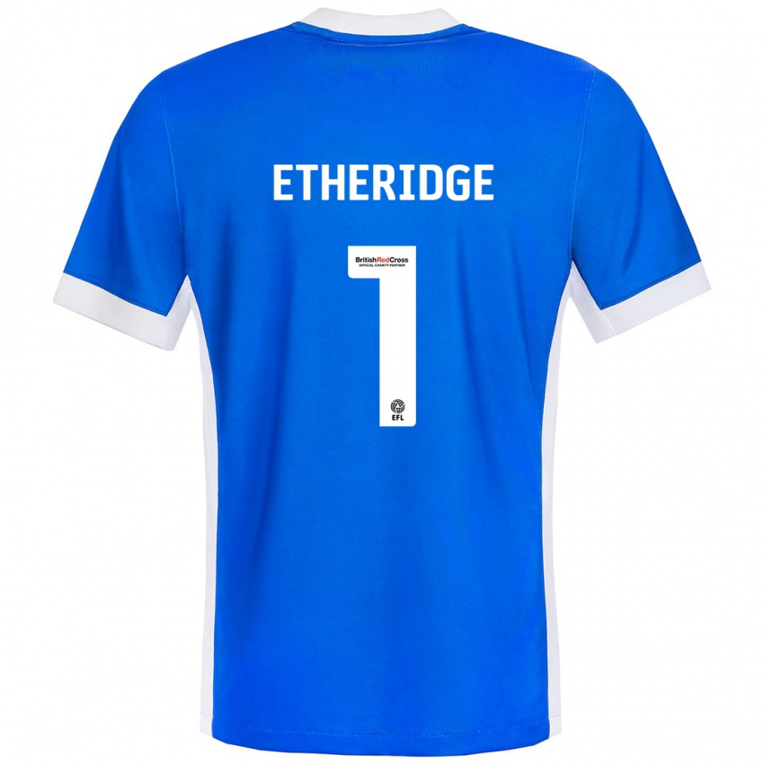 Mujer Camiseta Neil Etheridge #1 Azul Blanco 1ª Equipación 2024/25 La Camisa