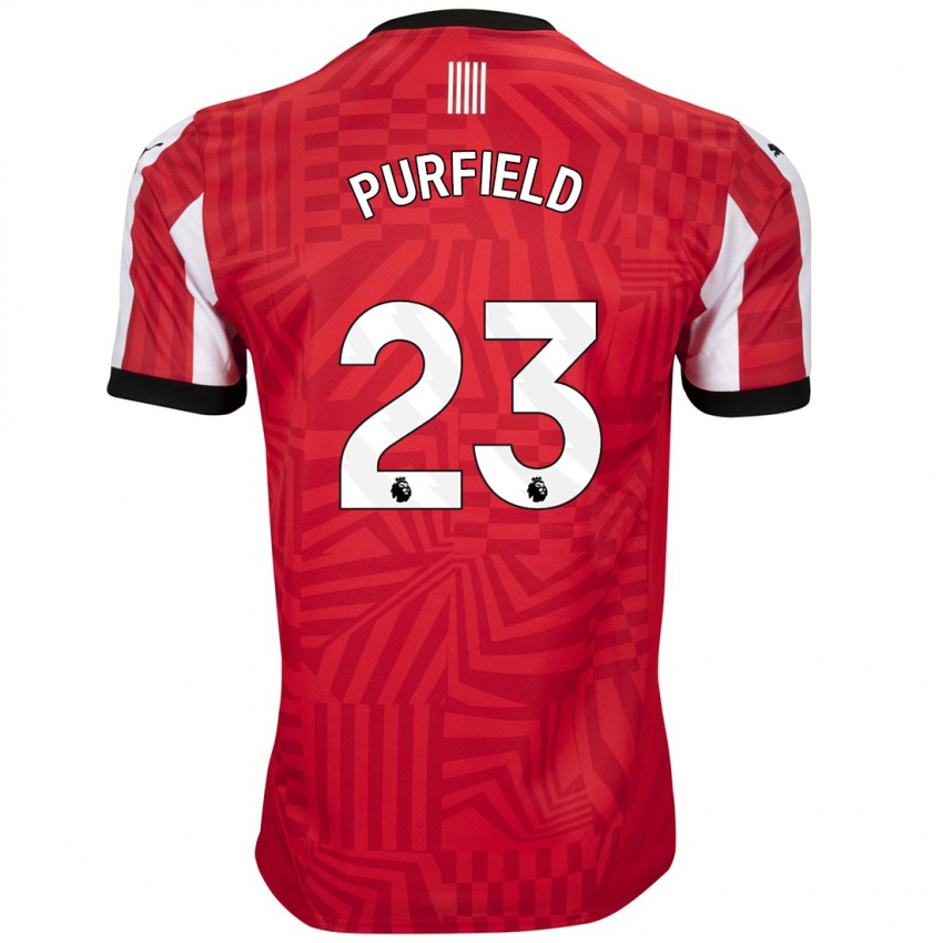 Mujer Camiseta Jemma Elizabeth Purfield #23 Rojo Blanco 1ª Equipación 2024/25 La Camisa