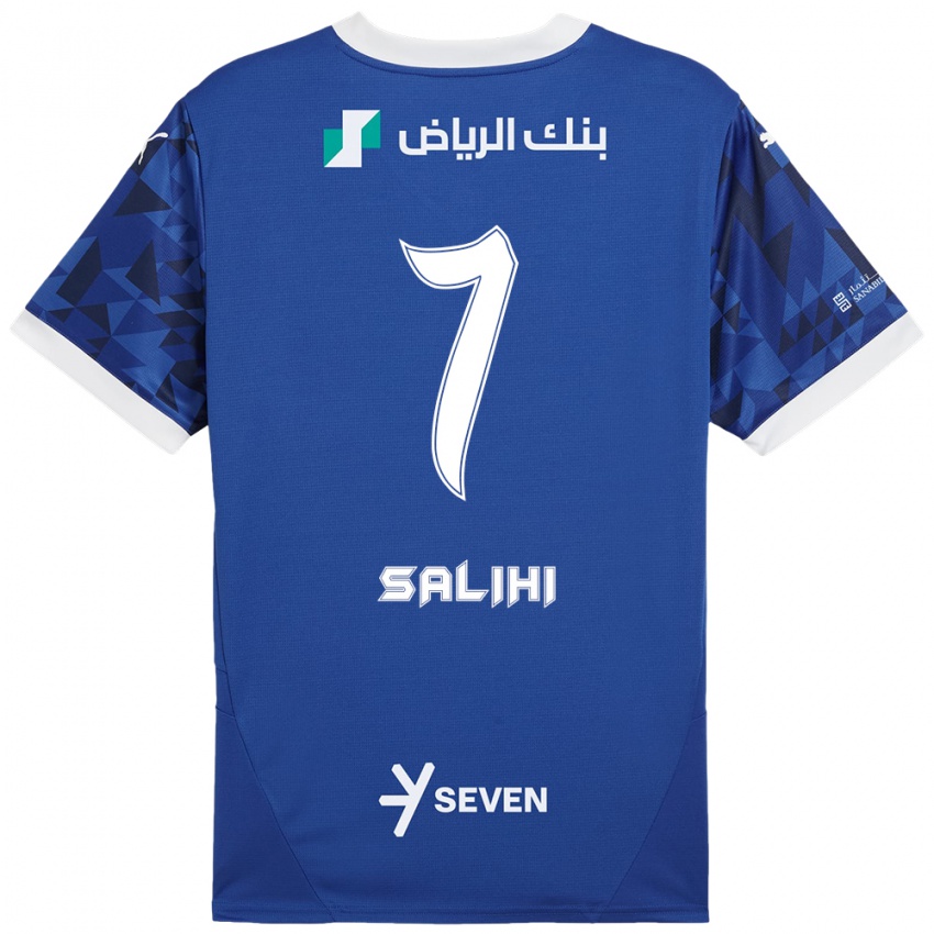 Mujer Camiseta Shokhan Salihi #7 Azul Oscuro Blanco 1ª Equipación 2024/25 La Camisa