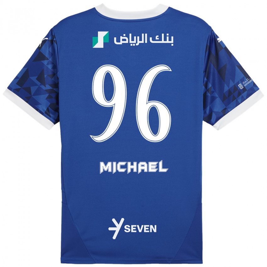 Mujer Camiseta Michael #96 Azul Oscuro Blanco 1ª Equipación 2024/25 La Camisa