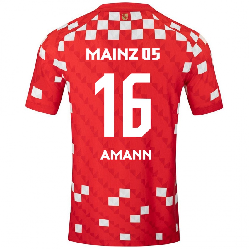 Mujer Camiseta Jason Amann #16 Blanco Rojo 1ª Equipación 2024/25 La Camisa