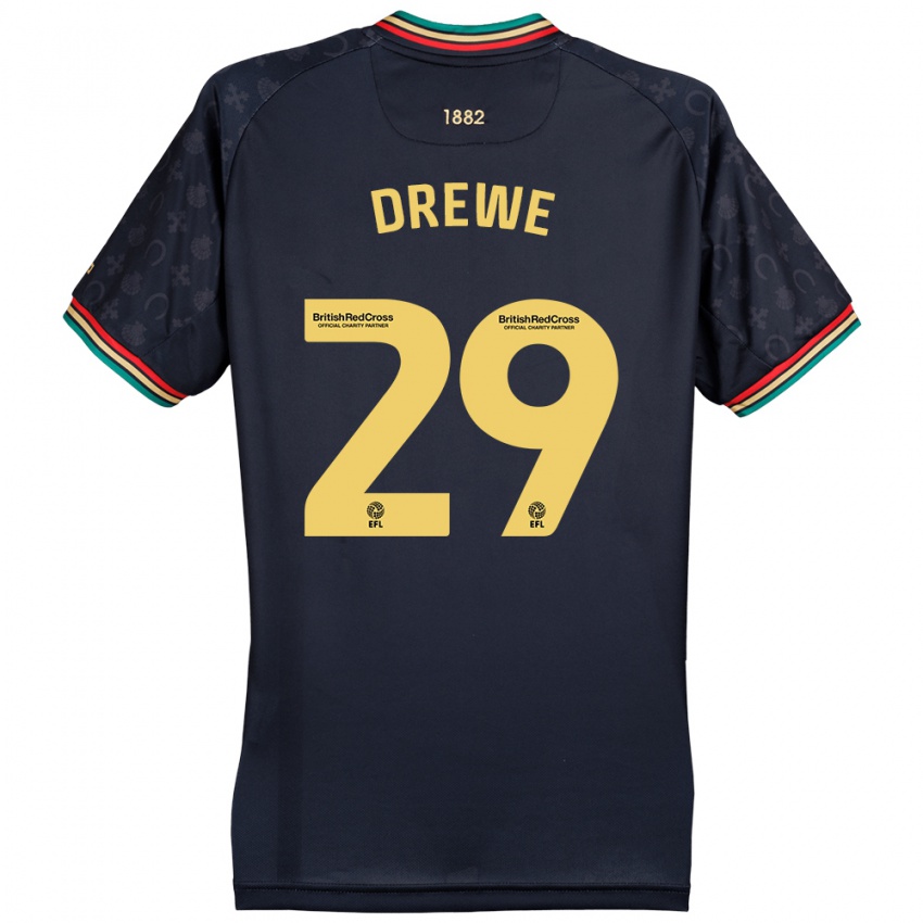 Mujer Camiseta Aaron Drewe #29 Azul Marino Oscuro 2ª Equipación 2024/25 La Camisa