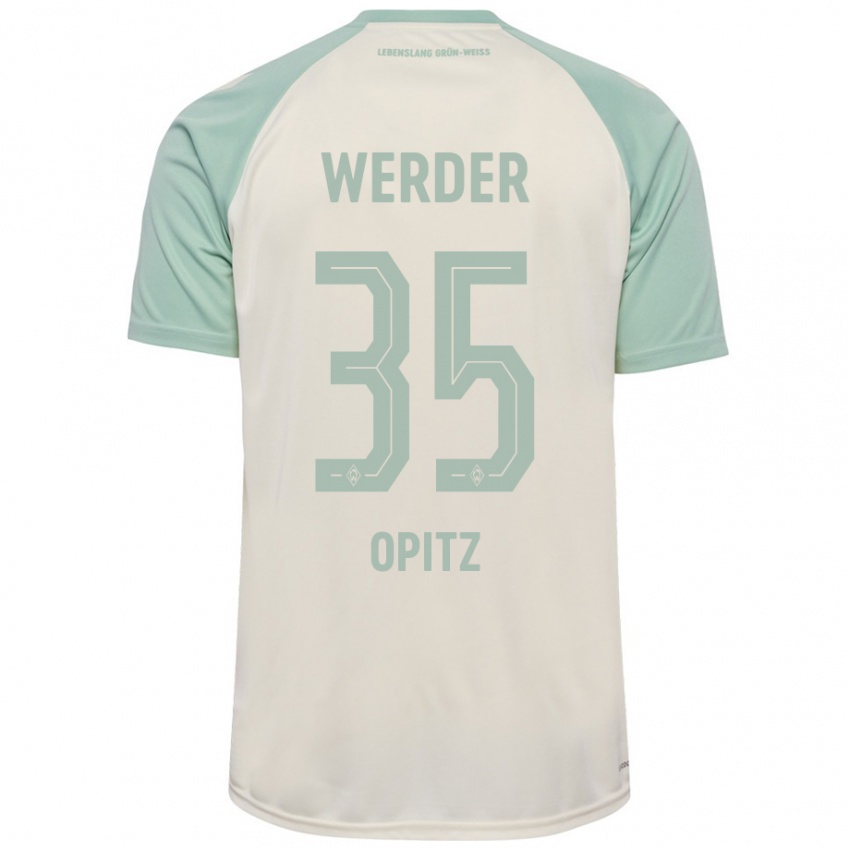 Mujer Camiseta Leon Opitz #35 Blanquecino Verde Claro 2ª Equipación 2024/25 La Camisa