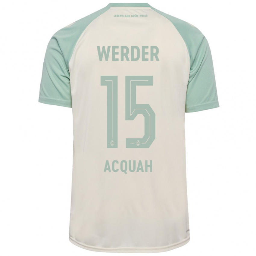 Mujer Camiseta Joseph Acheampong Acquah #15 Blanquecino Verde Claro 2ª Equipación 2024/25 La Camisa