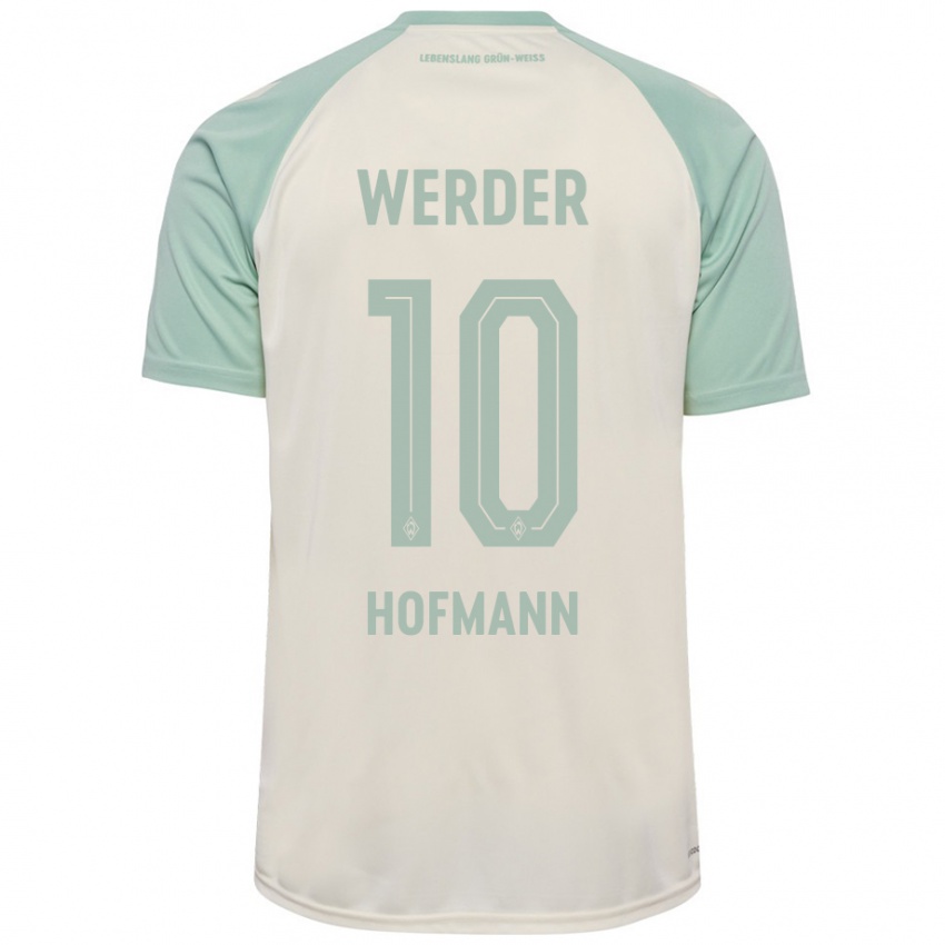 Mujer Camiseta Justin Hofmann #10 Blanquecino Verde Claro 2ª Equipación 2024/25 La Camisa