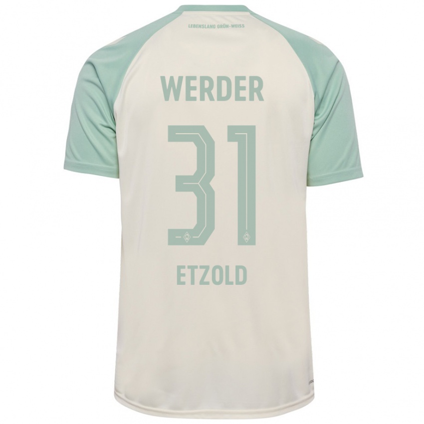 Mujer Camiseta Hannah Etzold #31 Blanquecino Verde Claro 2ª Equipación 2024/25 La Camisa