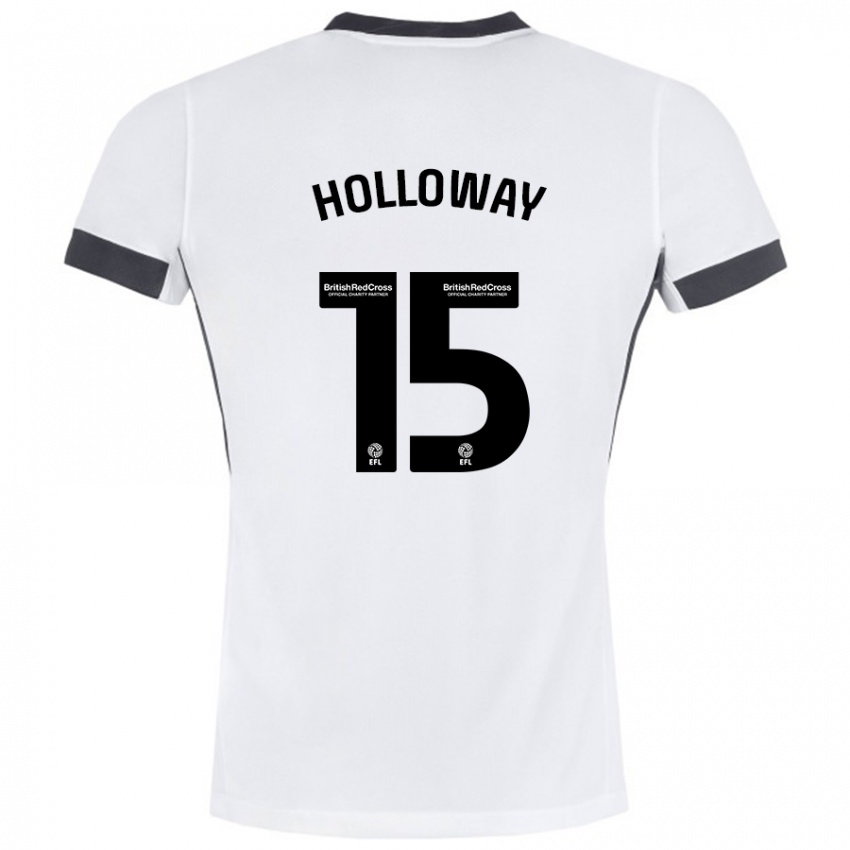 Mujer Camiseta Rebecca Holloway #15 Blanco Negro 2ª Equipación 2024/25 La Camisa