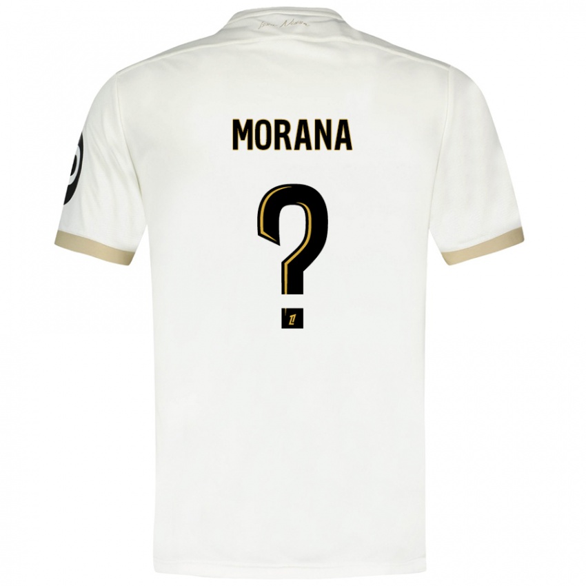 Mujer Camiseta Djelan Morana #0 Blanco Dorado 2ª Equipación 2024/25 La Camisa