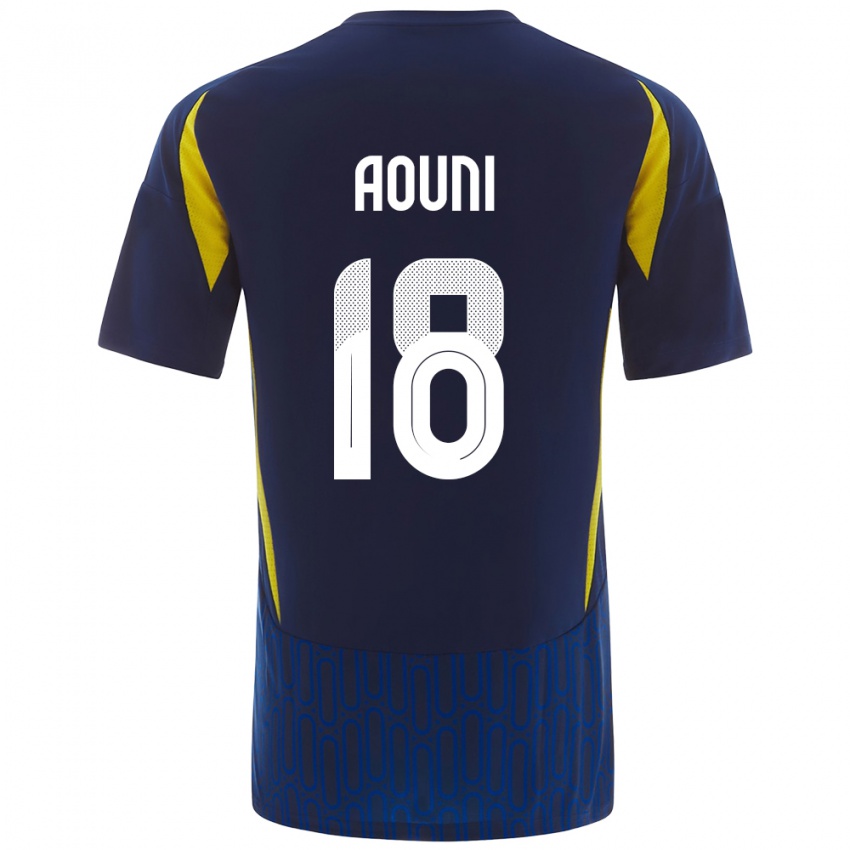 Mujer Camiseta Samia Aouni #18 Azul Amarillo 2ª Equipación 2024/25 La Camisa