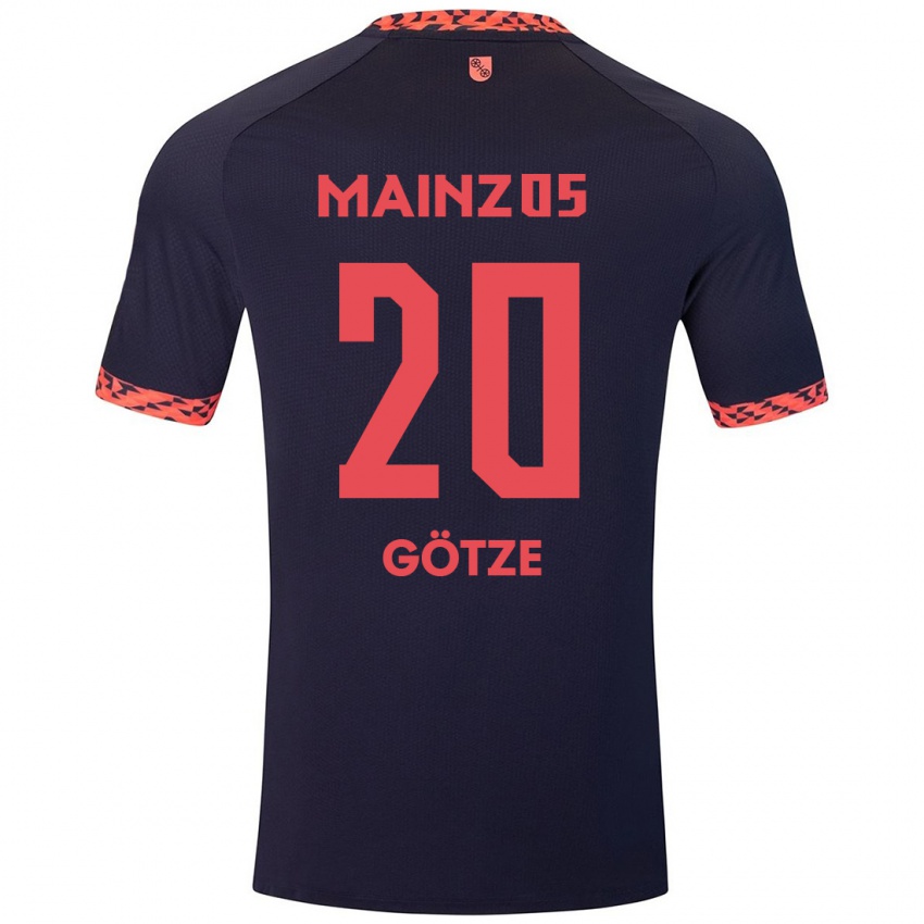 Mujer Camiseta Justus Götze #20 Azul Coral Rojo 2ª Equipación 2024/25 La Camisa