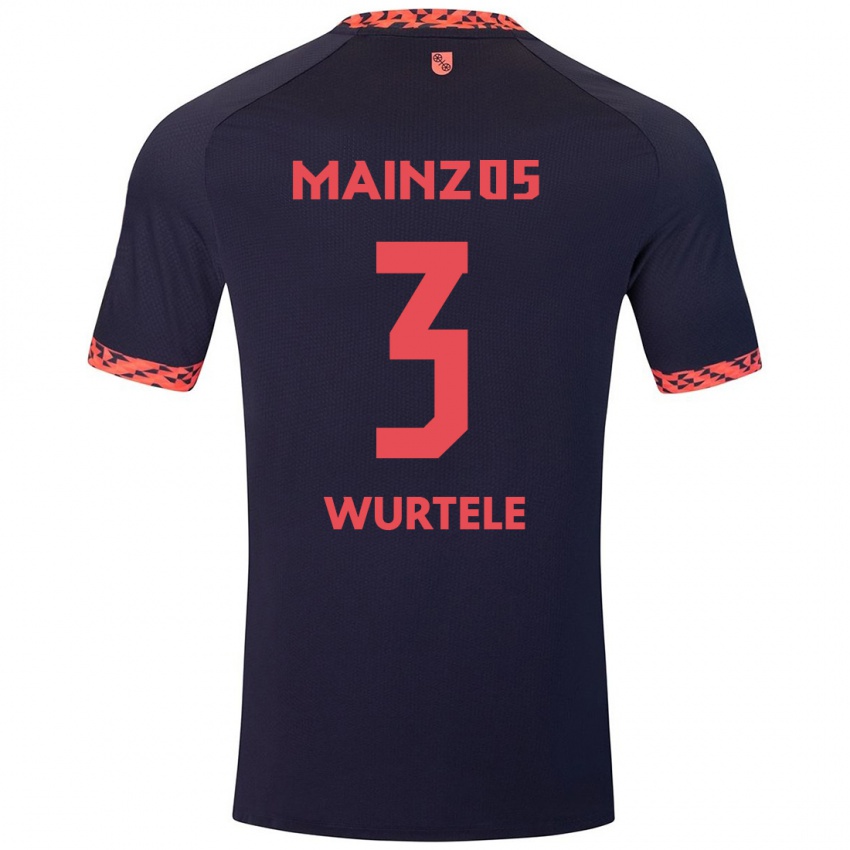 Mujer Camiseta Fabienne Würtele #3 Azul Coral Rojo 2ª Equipación 2024/25 La Camisa