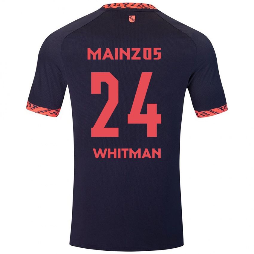 Mujer Camiseta Katherine Whitman #24 Azul Coral Rojo 2ª Equipación 2024/25 La Camisa