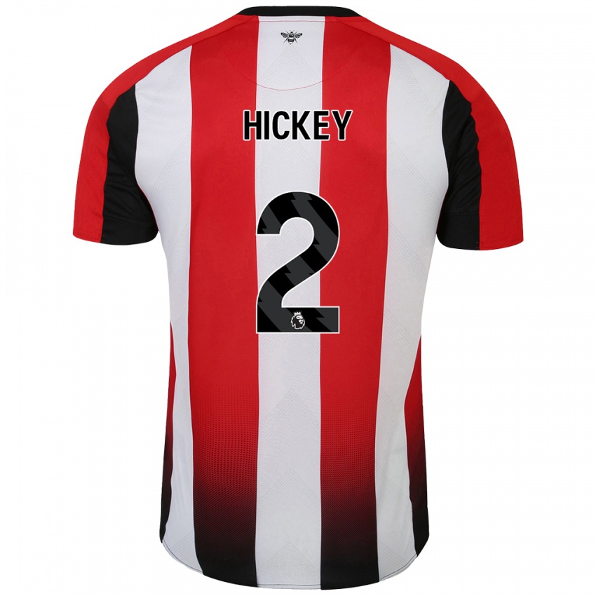 Niño Camiseta Aaron Hickey #2 Rojo Blanco 1ª Equipación 2024/25 La Camisa