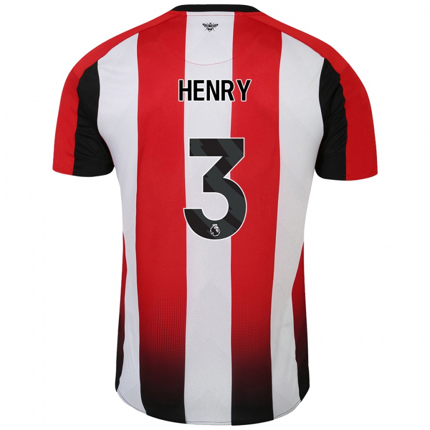 Niño Camiseta Rico Henry #3 Rojo Blanco 1ª Equipación 2024/25 La Camisa