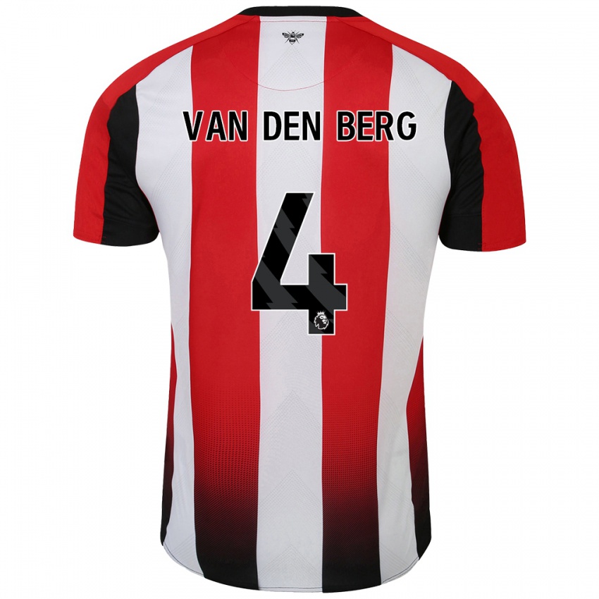 Niño Camiseta Sepp Van Den Berg #4 Rojo Blanco 1ª Equipación 2024/25 La Camisa