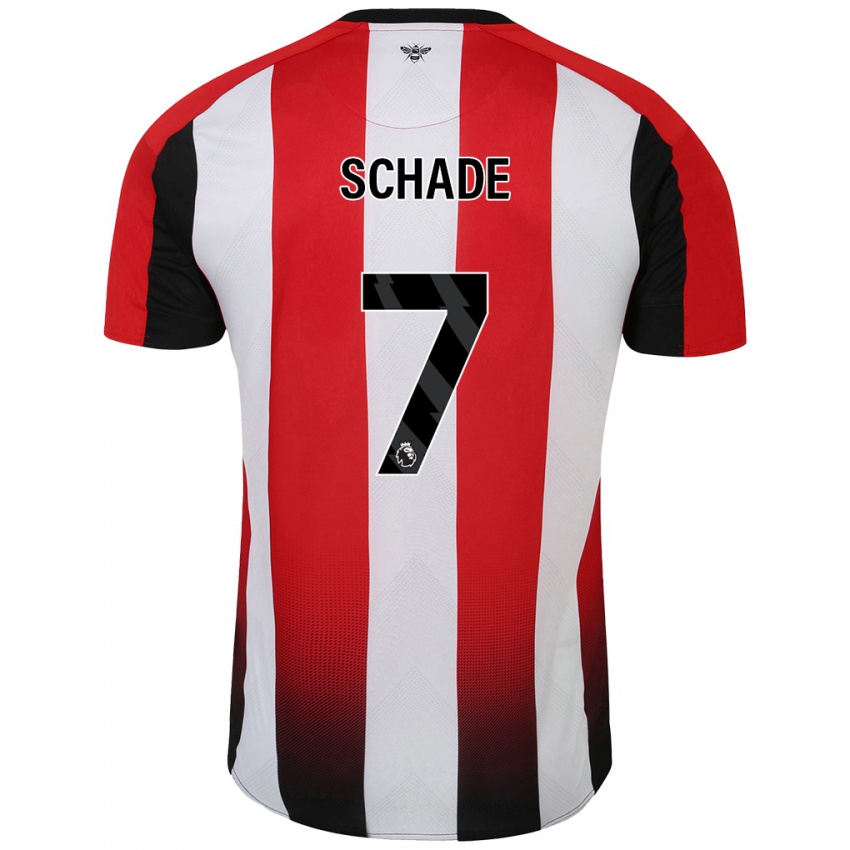 Niño Camiseta Kevin Schade #7 Rojo Blanco 1ª Equipación 2024/25 La Camisa