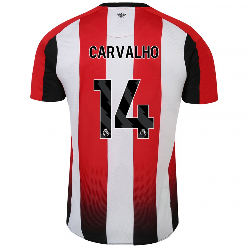 Niño Camiseta Fabio Carvalho #14 Rojo Blanco 1ª Equipación 2024/25 La Camisa