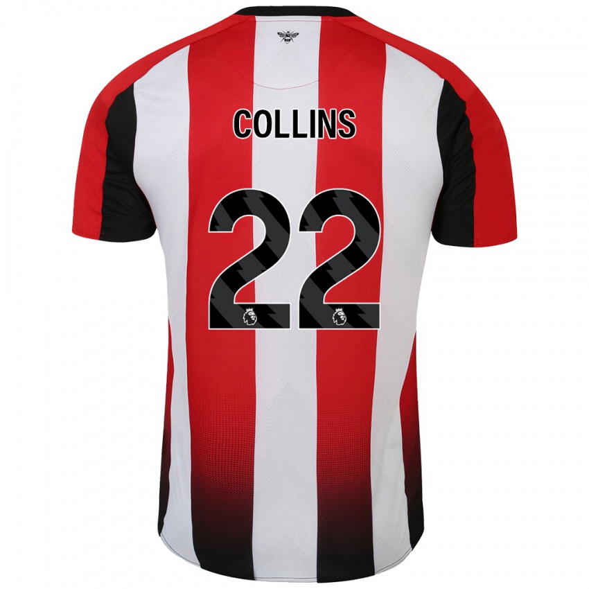 Niño Camiseta Nathan Collins #22 Rojo Blanco 1ª Equipación 2024/25 La Camisa