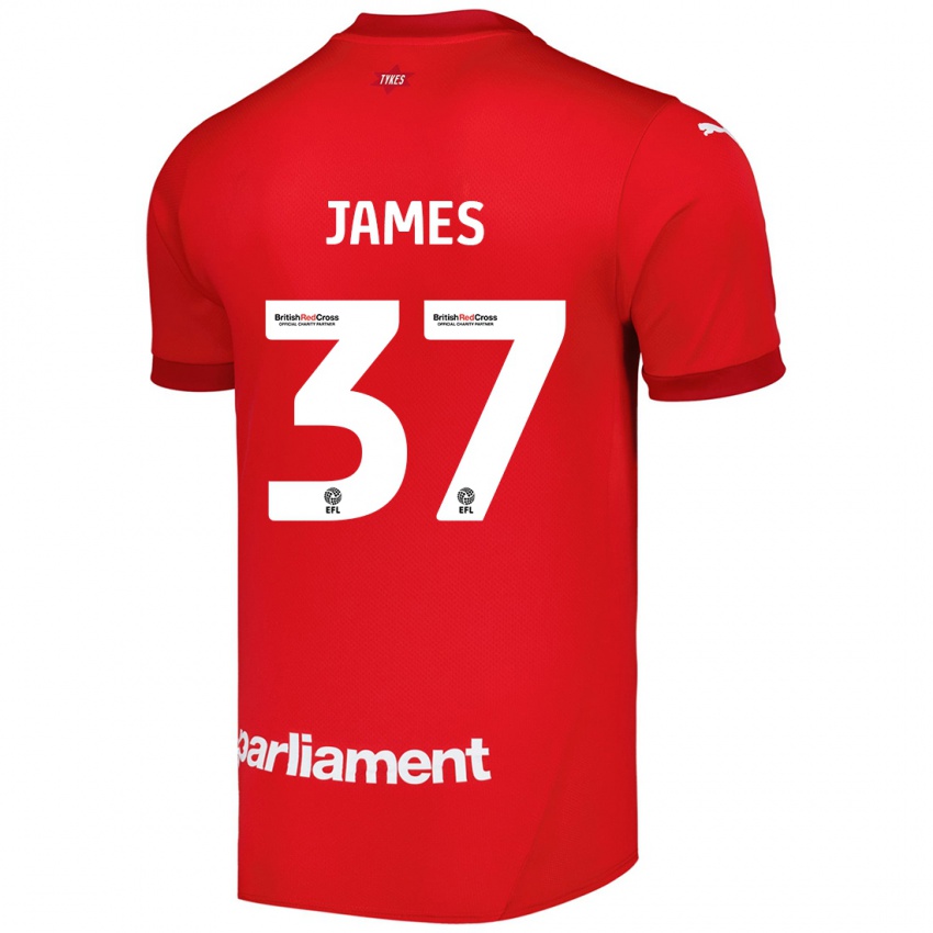 Niño Camiseta Nathan James #37 Rojo 1ª Equipación 2024/25 La Camisa