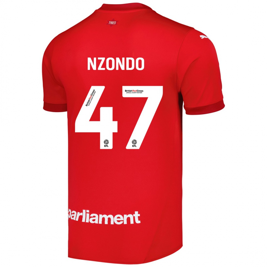 Niño Camiseta Emmaisa Nzondo #47 Rojo 1ª Equipación 2024/25 La Camisa