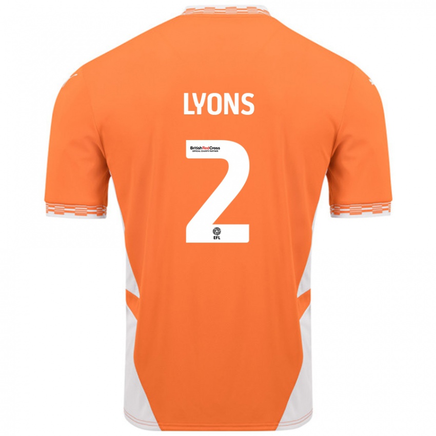 Niño Camiseta Andy Lyons #2 Naranja Blanco 1ª Equipación 2024/25 La Camisa