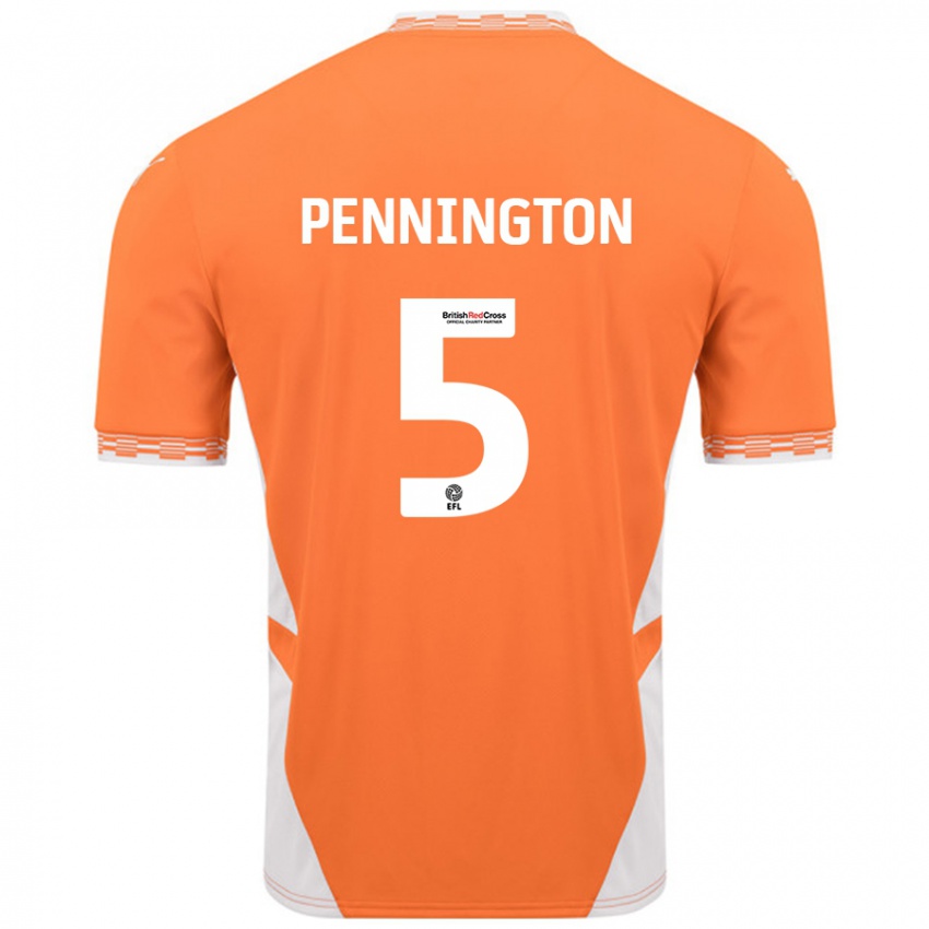 Niño Camiseta Matthew Pennington #5 Naranja Blanco 1ª Equipación 2024/25 La Camisa