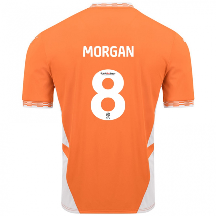 Niño Camiseta Albie Morgan #8 Naranja Blanco 1ª Equipación 2024/25 La Camisa