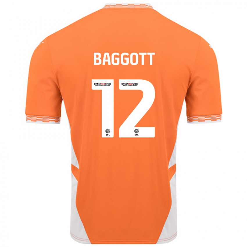 Niño Camiseta Elkan Baggott #12 Naranja Blanco 1ª Equipación 2024/25 La Camisa