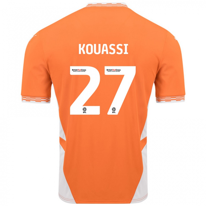 Niño Camiseta Kylian Kouassi #27 Naranja Blanco 1ª Equipación 2024/25 La Camisa