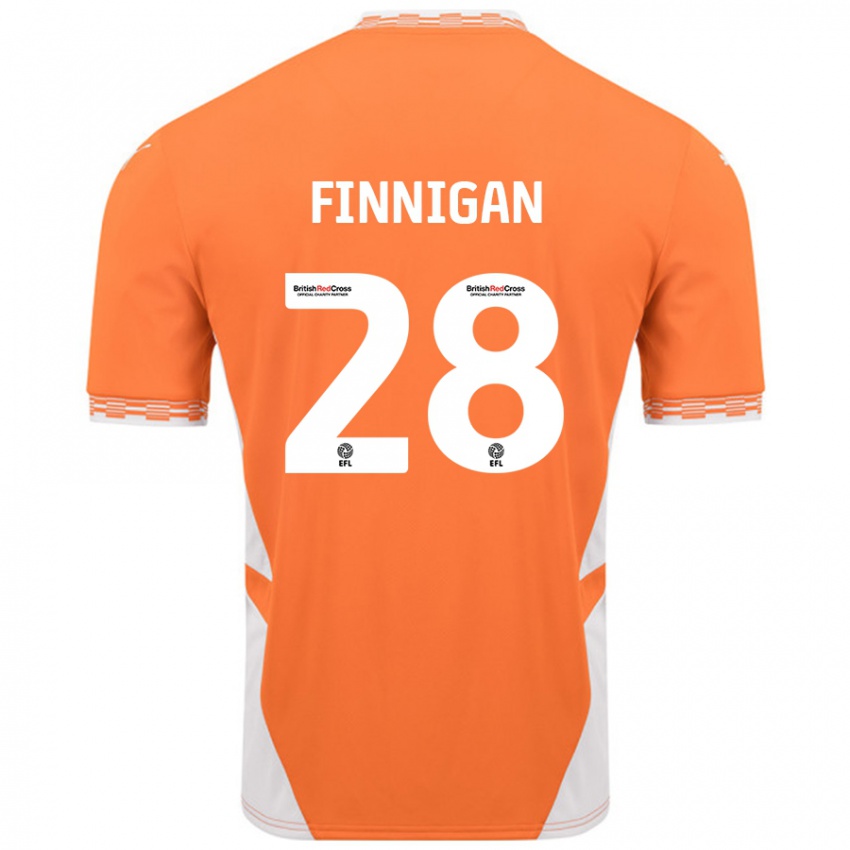 Niño Camiseta Ryan Finnigan #28 Naranja Blanco 1ª Equipación 2024/25 La Camisa