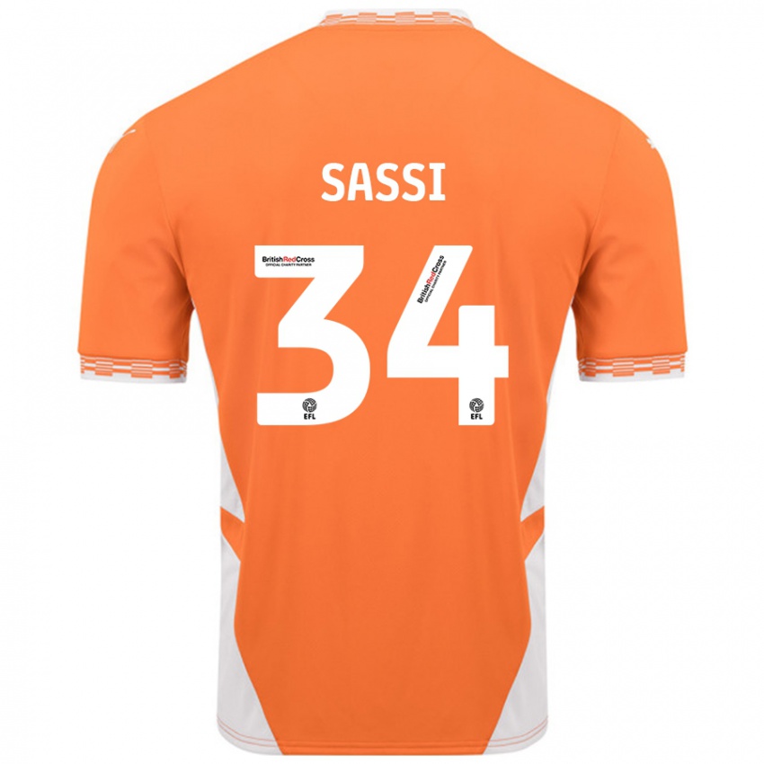 Niño Camiseta Dan Sassi #34 Naranja Blanco 1ª Equipación 2024/25 La Camisa