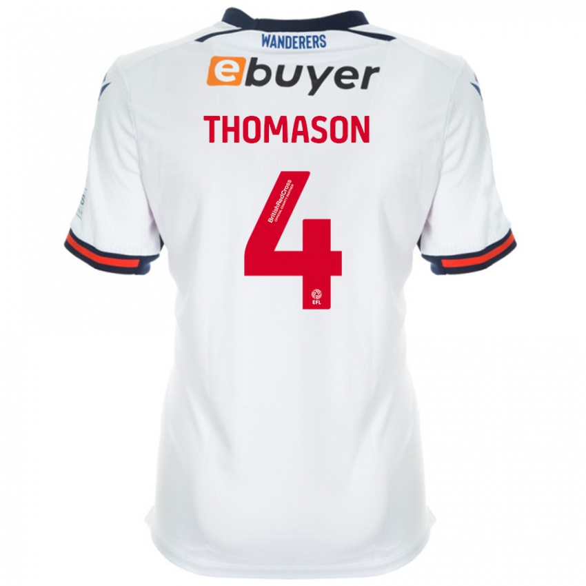 Niño Camiseta George Thomason #4 Blanco 1ª Equipación 2024/25 La Camisa