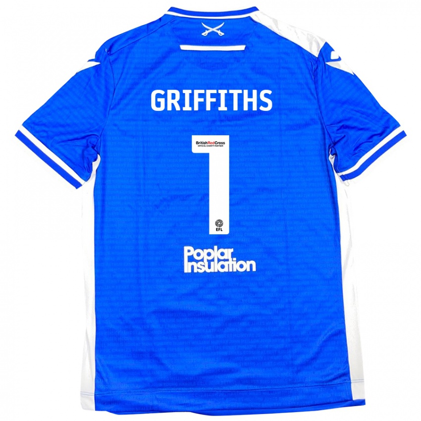 Niño Camiseta Josh Griffiths #1 Azul Blanco 1ª Equipación 2024/25 La Camisa