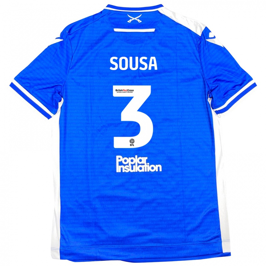 Niño Camiseta Lino Sousa #3 Azul Blanco 1ª Equipación 2024/25 La Camisa