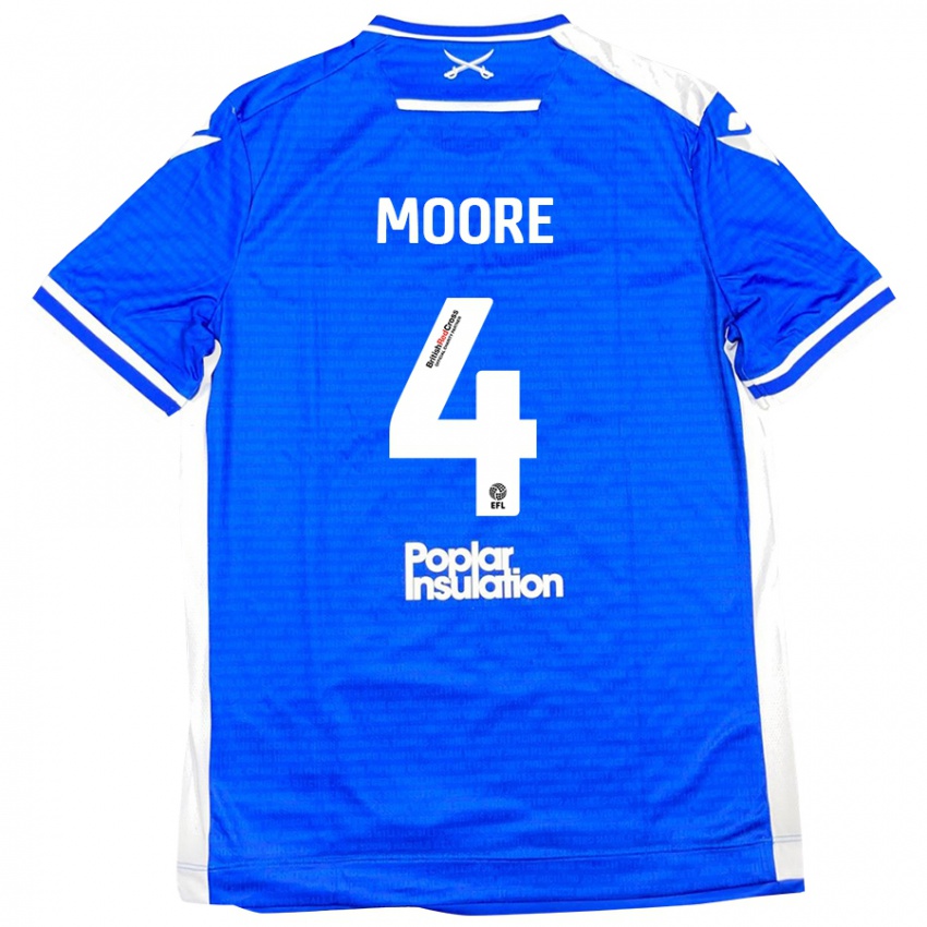 Niño Camiseta Taylor Moore #4 Azul Blanco 1ª Equipación 2024/25 La Camisa