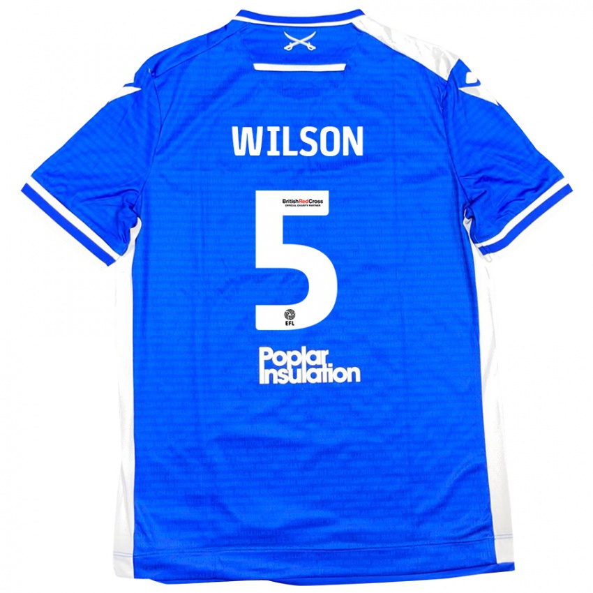 Niño Camiseta James Wilson #5 Azul Blanco 1ª Equipación 2024/25 La Camisa