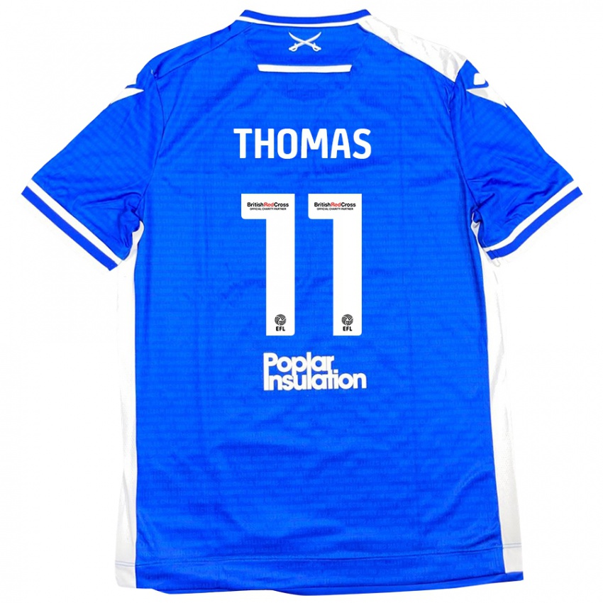 Niño Camiseta Luke Thomas #11 Azul Blanco 1ª Equipación 2024/25 La Camisa