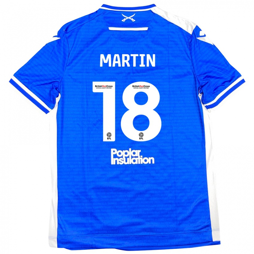 Niño Camiseta Chris Martin #18 Azul Blanco 1ª Equipación 2024/25 La Camisa